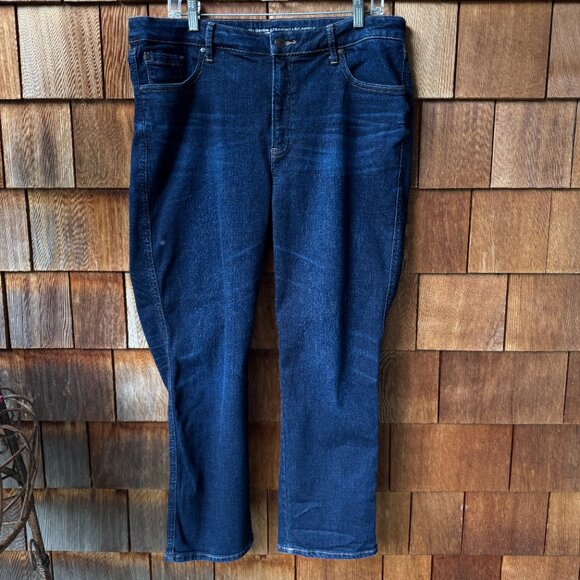 EUC CHICO’S Dark Indigo Blue Define Me Straight Leg Ankle Jeans Women's 16 - Picture 1 of 12